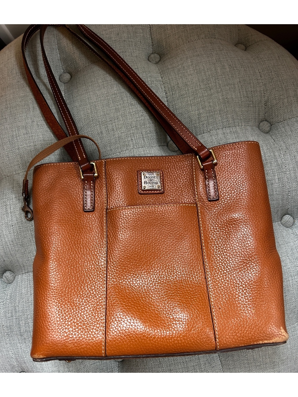 Dooney & Bourke Pebble Grain Leather Tote Caramel Tan Red Lining